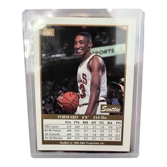 1990-91 SkyBox NBA #46 Scottie Pippen Chicago Bulls - Picture 4 of 4